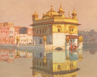 Japanese Art Print "Golden Temple in Amritsar" from the India and Southeast Asia Series by Yoshida Hiroshi, woodblock, giclée, print