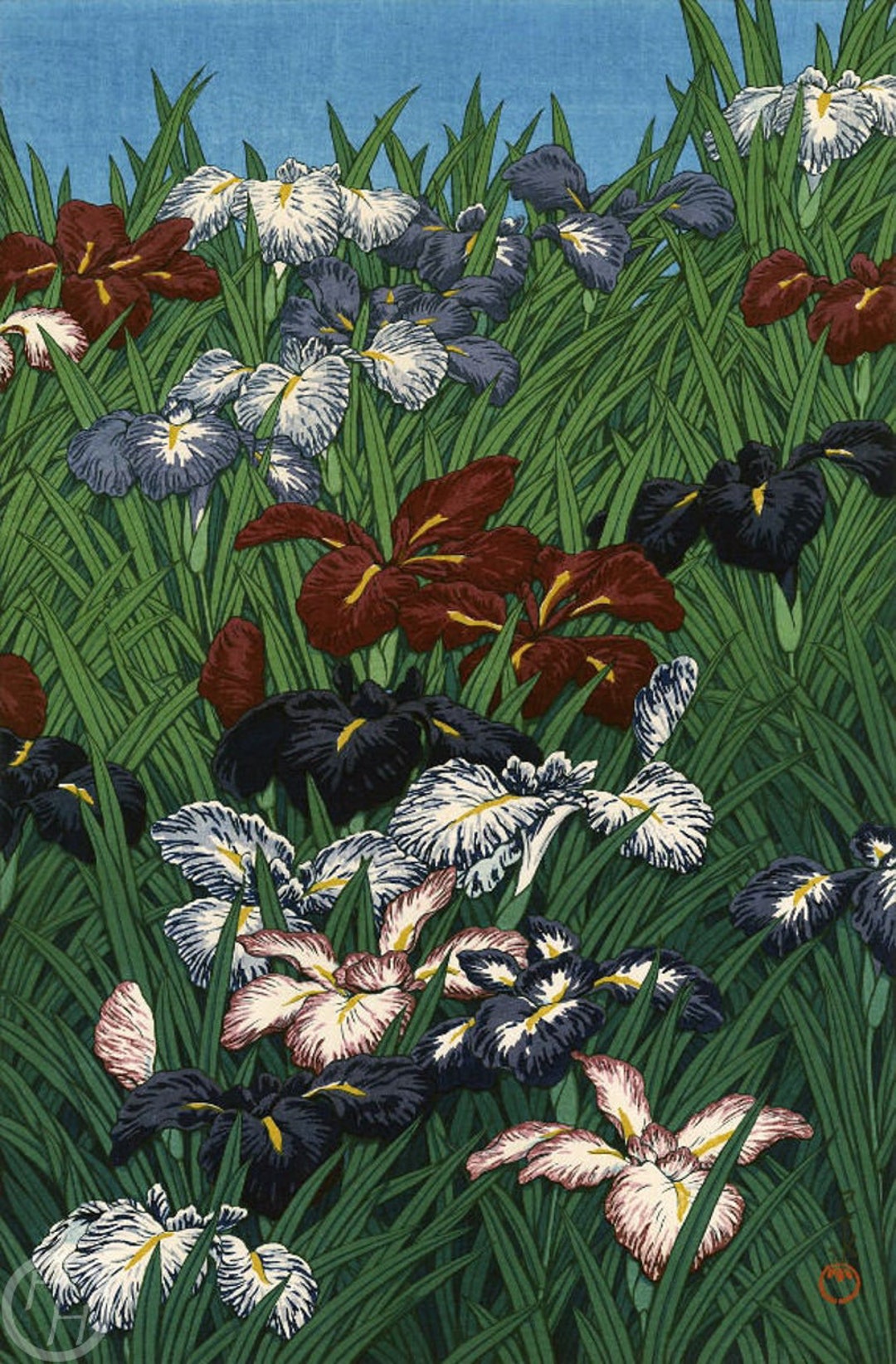 花菖蒲の画　美品　橋作　大特価セール　凄く惹かれます　いい絵です il_1080xN.2050339879_jtnm.jpg