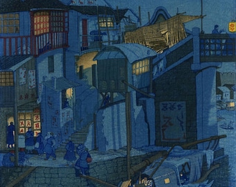 Art Print Reproduction "Moonlight, Soochow" by Elizabeth Keith, woodblock, giclée, print, asian art, cultural art, night scene, China