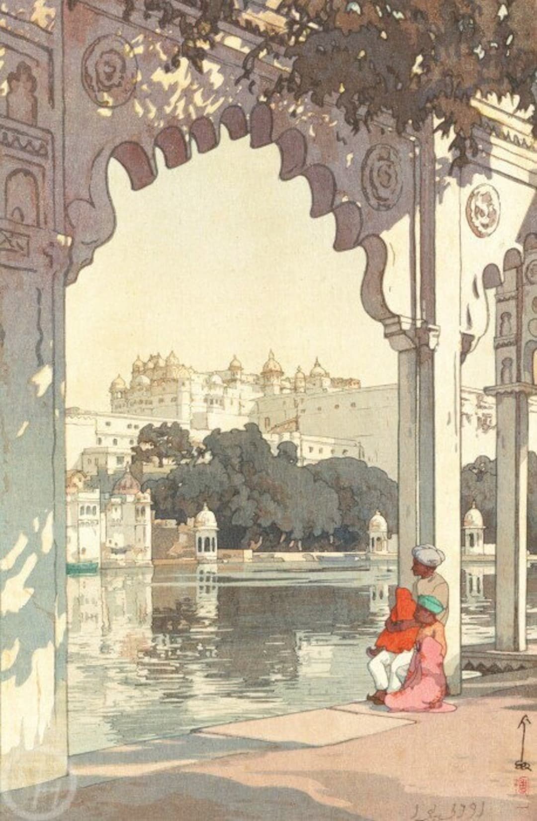 吉田博によるインドと東南アジアシリーズより「ウダイプールの宮殿