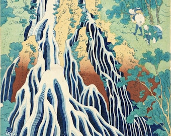 日本の浮世絵、葛飾北斎「相模国大山の良弁滝」 - Etsy 日本