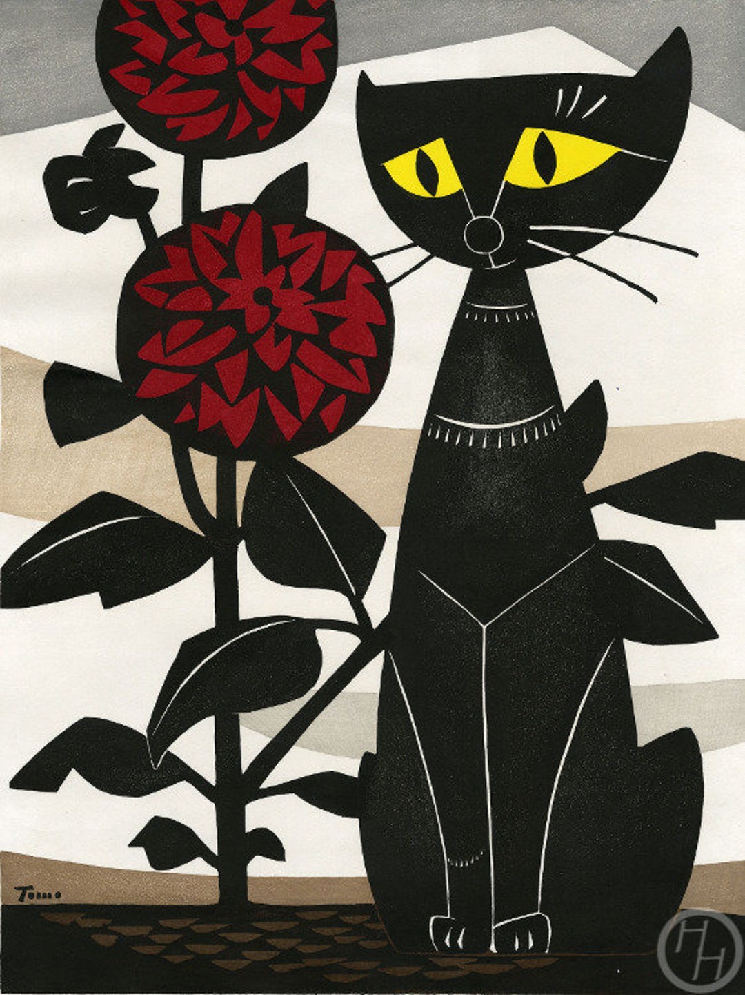 猫の絵　ダリアシリーズ 猫の絵 ダリアシリーズ