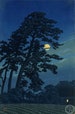Japanese Art Print 'Full Moon in Magome' by Kawase Hasui, woodblock, giclée, print, asian art, cultural art, moonlit, night, field 