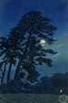 Japanese Art Print 'Full Moon in Magome' by Kawase Hasui, woodblock, giclée, print, asian art, cultural art, moonlit, night, field 