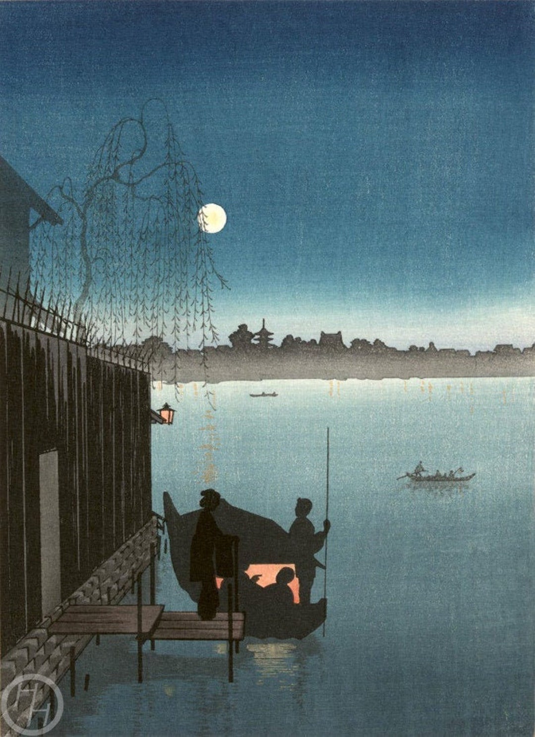 値下げ！多色刷り木版画「夕映えの村」 値下げ！多色刷り木版画「夕映えの村」 値下げ！多色刷り木版画