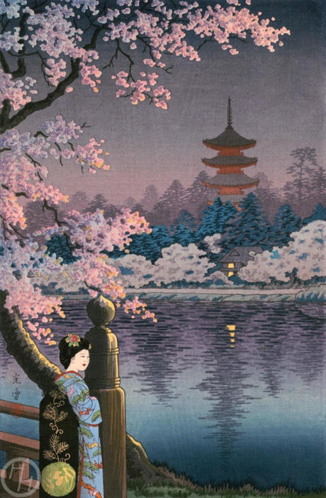 Buy Japanese Art Print geisha and Cherry Tree, Ueno Park by Tsuchiya Koitsu, Woodblock, Giclée, Print, Cultural Art, Landscape, Blossoms Online in Buy Japanese Art Print geisha and Cherry Tree, Ueno Park by Tsuchiya Koitsu, Woodblock, Giclée, Print, Cultural Art, Landscape, Blossoms Online in