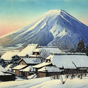 Japanese Art Print &quot;Fine Morning after Snow at Yoshida&quot; by Kawase Hasui, woodblock, giclée, print, landscape, winter