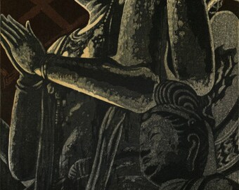 Japanse kunstdruk "Sangatsudo Temple" door Kasamatsu Shiro, woodblock, giclée, print, beeldende kunst, Aziatische kunst, culturele kunst, Zen, Boeddhisme