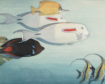 Japanese Art Print "Fishes of Honolulu" by Ohara Koson, woodblock, giclée, print, fine art, asian art, cultural art, aquatic, butterflyfish