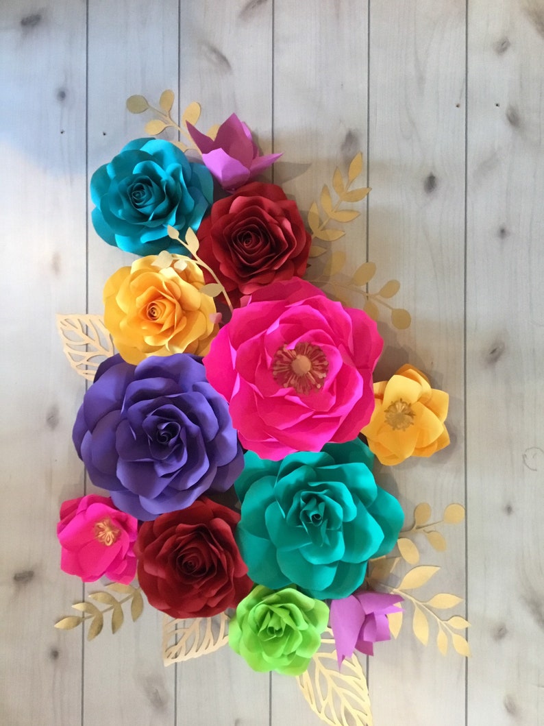 13pc Fiesta Paper Flowers Rose Set birthday\u2022Wedding\u2022Bridal\u2022Celebration