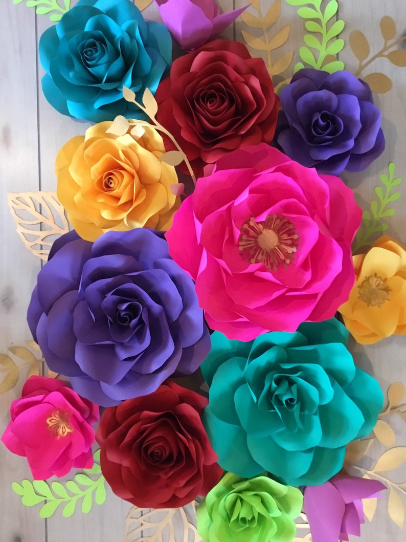 13pc Fiesta Paper Flowers Rose Set birthday\u2022Wedding\u2022Bridal\u2022Celebration