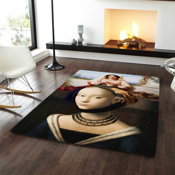 Unique Art Area Rugs With Special Velvet And Non Slip Leather Material Rectangle Unfaded Handmade Sense Anti Bacterial Allergic