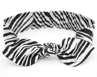 Zebra Stripe headband, Womens Headband, Adult Headband, Headband for Women, Fabric Headband, Bow Headband, Girl, Women, Fabric, Black