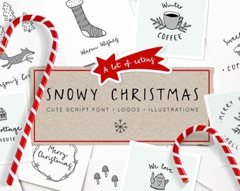 Christmas font, Modern calligraphy font, Cursive font, Handwritten font, font download, cute font, branding, logo, cliparts, digital font