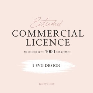 Extended Commercial license for 1 SVG design, up to 1000 units for sale. Tabita&#39;s shop