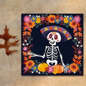 Jour de la carte morte. Dia de los Muertos invitations. Halloween. Template imprimable. Crâne, squelette. Cartes de voeux. Téléchargement instantané.