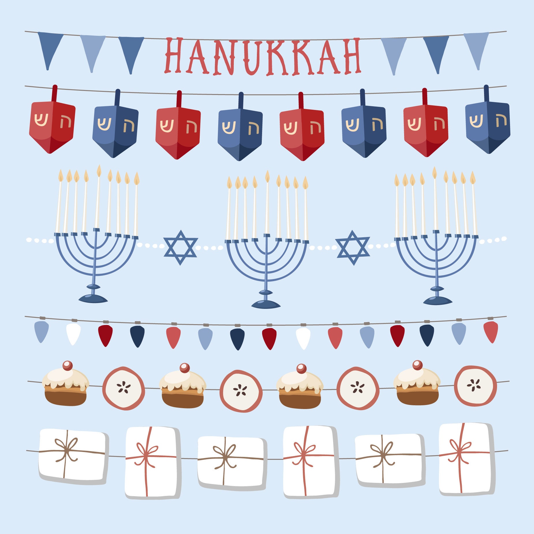 Hanukkah Border Clipart, Border Clip Art, Jewish Banner Clip Art