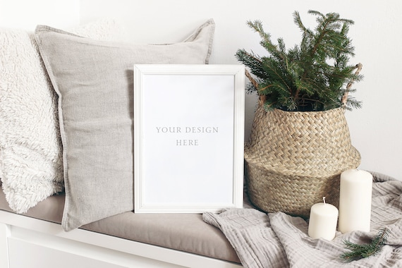 A4 Digital Wooden White Frame Mockup A5 Portrait Stock Etsy