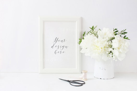 A4 Digital White Frame Mockup A5 Portrait Stock Photo Etsy