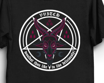 VVitch T-Shirt - Live Deliciously Shirt | Occult Shirt | Black Phillip T-shirt | Goth T-Shirt | Pentagram Shirt