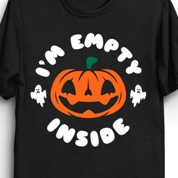 I'm Empty Inside Pumpkin T-shirt - Emo Pumpkin graphic shirt - Halloween Kawaii Cute Pumpkin T-shirt - Spooky ghost Funny Goth Tee