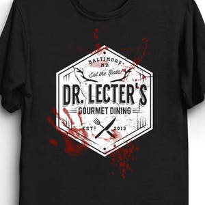 Dr Lecter's Gourmet Dining - Hannibal T-Shirt | White Logo Shirt | Horror T-Shirt