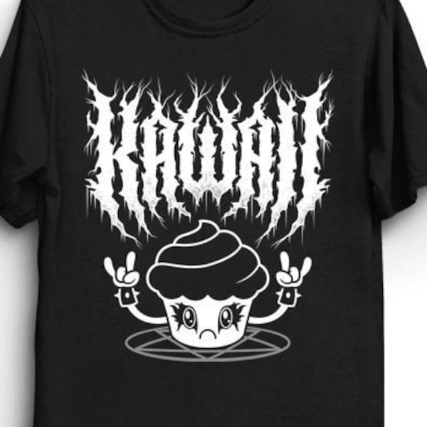 Kawaii Cupcake - Black Metal Logo - Creepy Cute Spooky Goth - Funny Heavy Metal Shirt