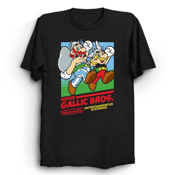 Super Gallic Bros Asterix and Obelix T shirt Mario Bros Shirt