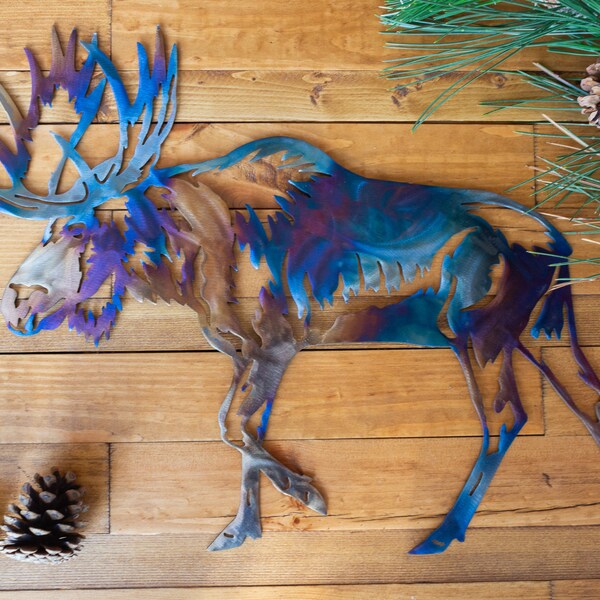 Moose Metal Wall Decor | Moose Wall Art for Living Room, Cabin, Man Cave, Lodge | Gifts for Hunters, Gifts for Men, Father's Day Gifts