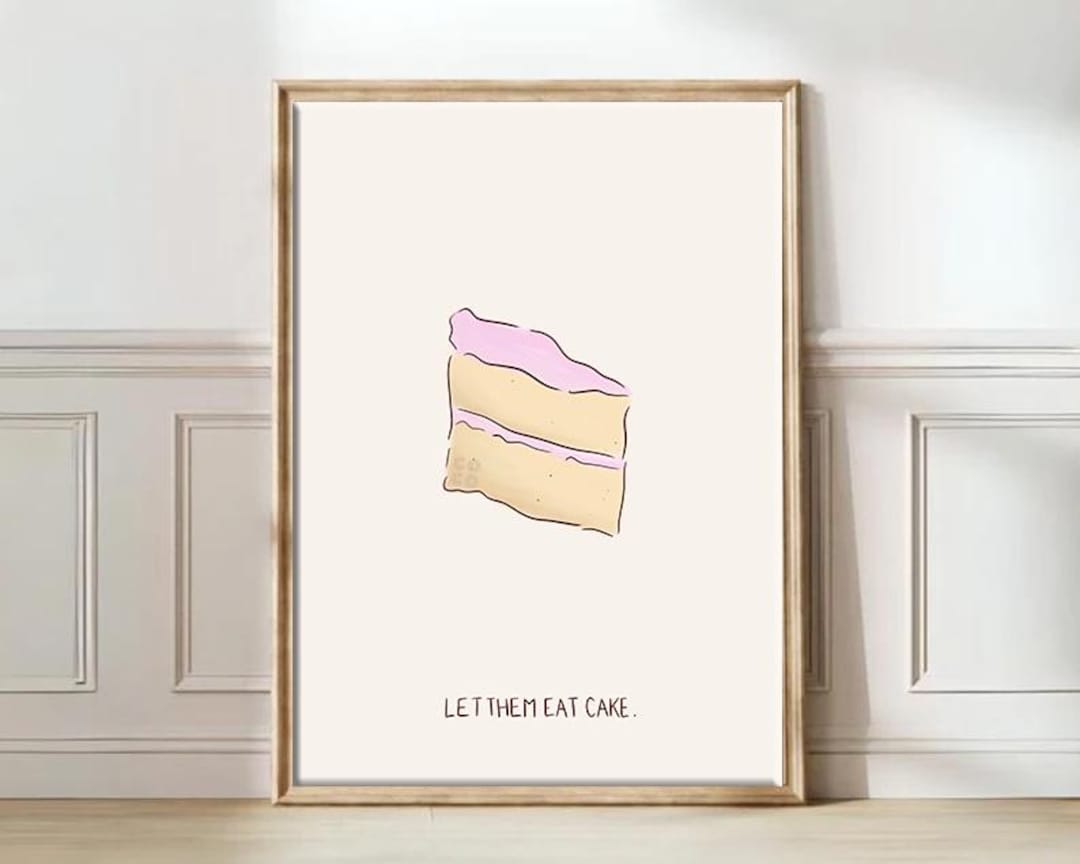 Pink Let Them Eat Cake Poster, Digital Wall Art, Cake Print, Hand Drawn ...