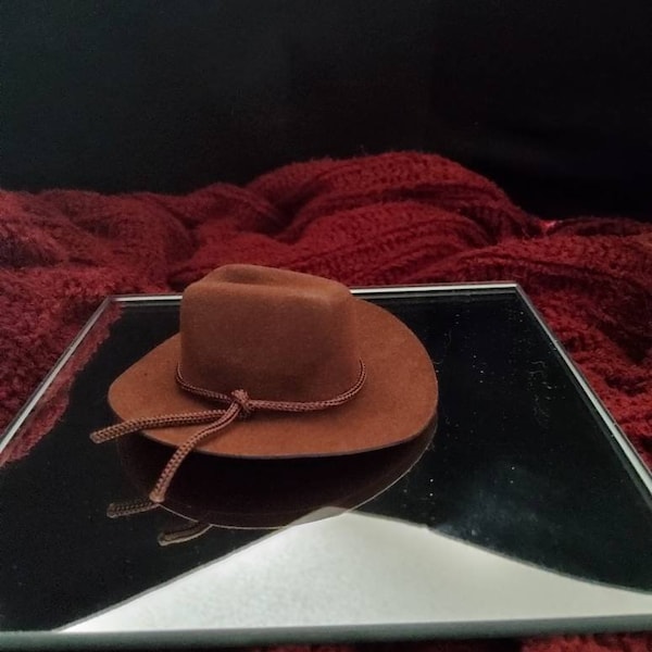 Your Choice of 3 Inch Cowboy Hat! 2 Colors #miniatures #minicowboyhat #dollaccessories #gnomeaccessories #dolls #gnomes #freeshippinginUS@35