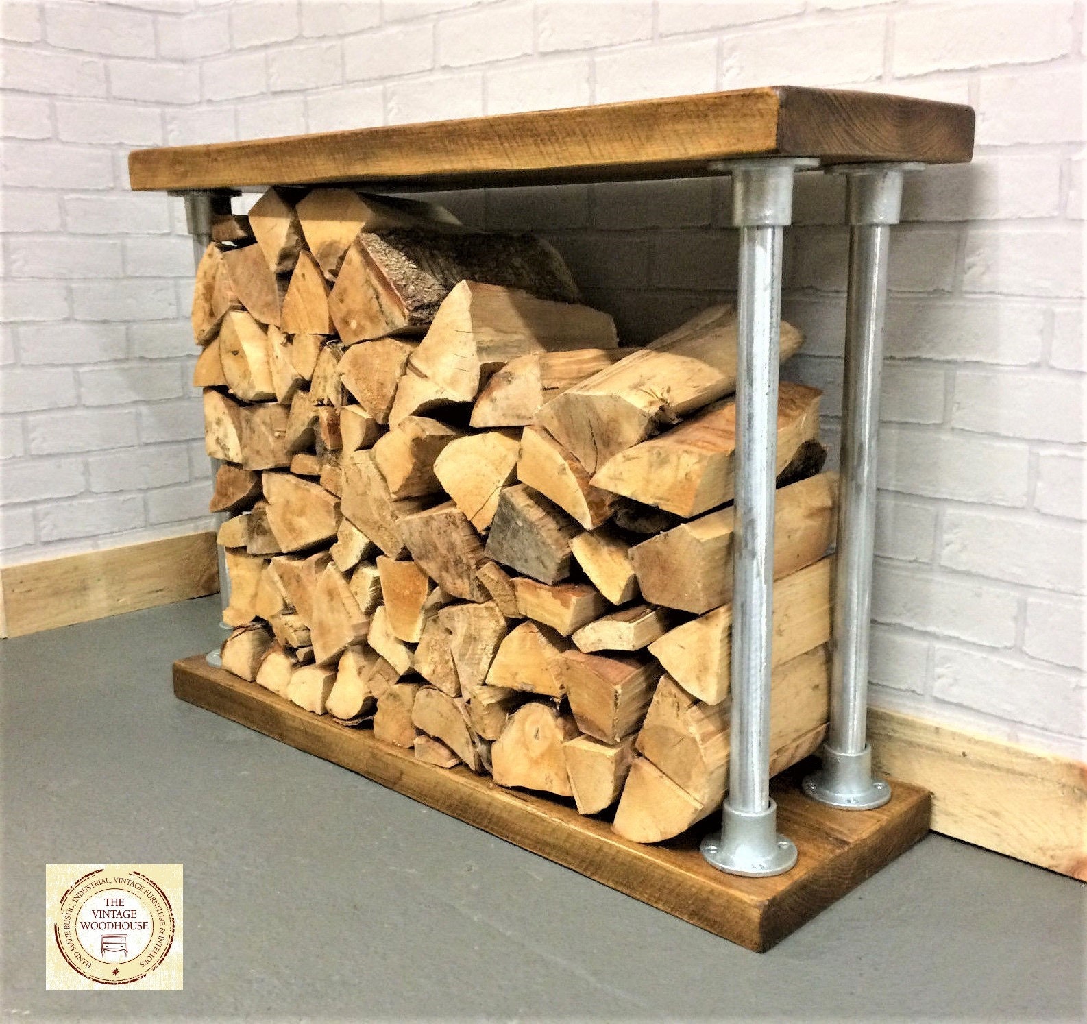 Log Store, Indoor Log Holder, Rustic Industrial Look, Log Rack