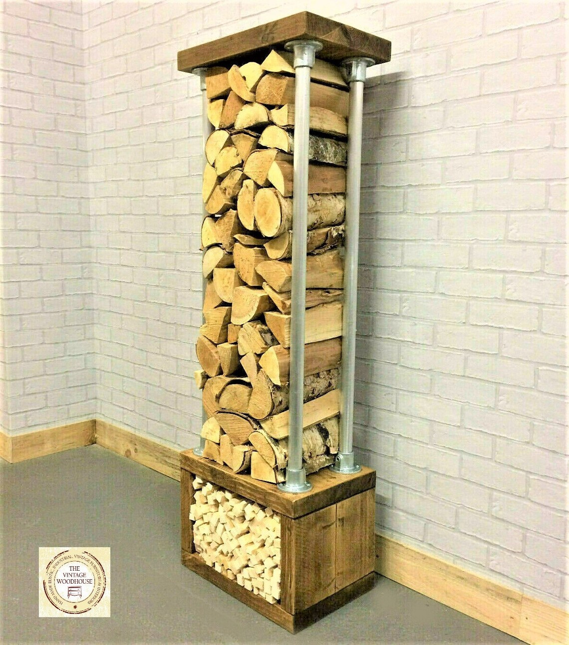 Log Store Indoor Log Holder Rustic Industrial look Log Etsy