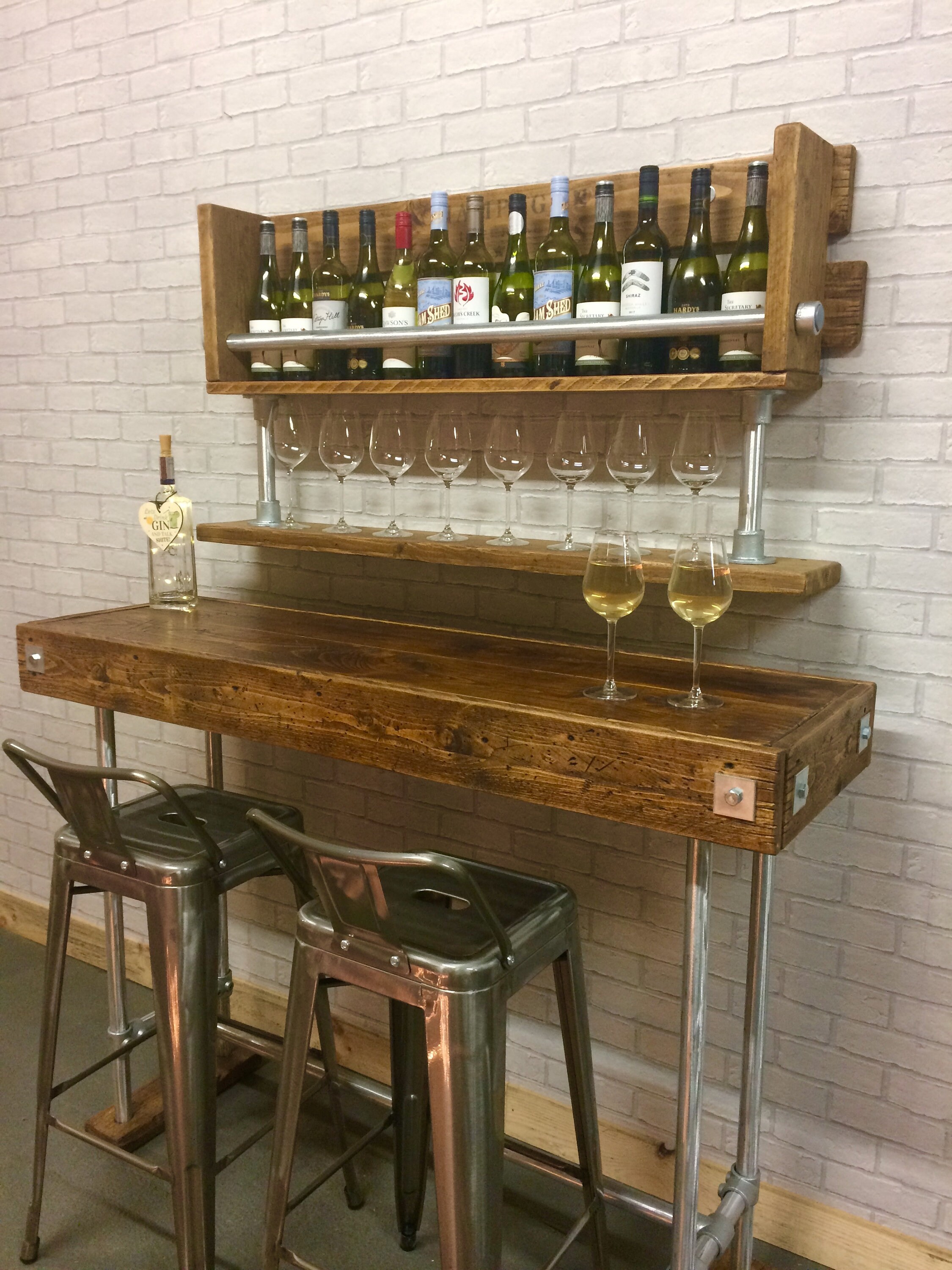 reclaimed wood farmhouse decor wine bar, wine glasses rack, wine rack, –  fergusonreclaimed