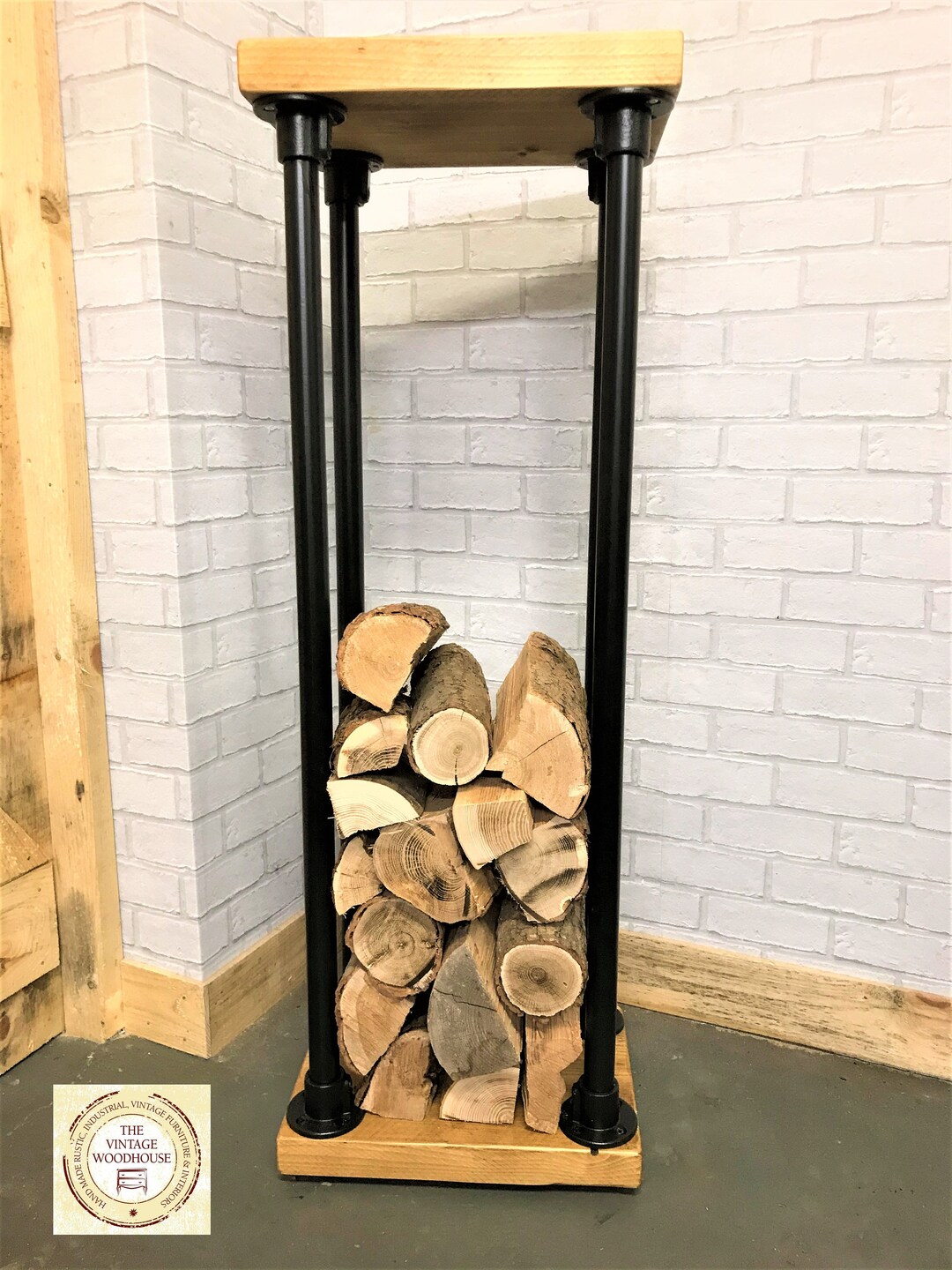 Log Store Indoor Log Holder Rustic Industrial Look Log Etsy UK