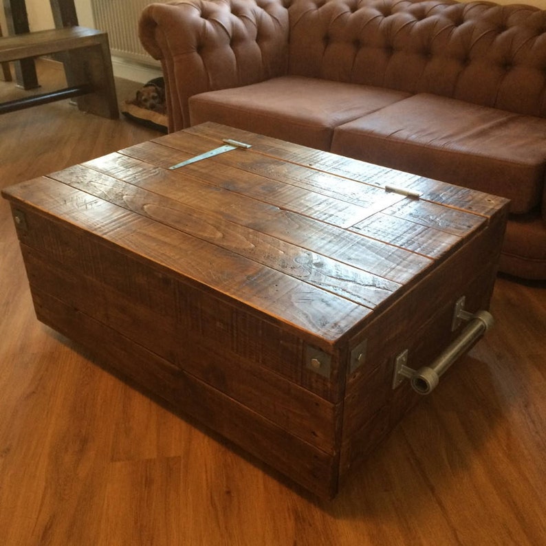 Chest Trunk Coffee Table Storage Box Part Reclaimed Wood Etsy