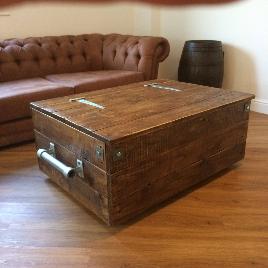 Chest Trunk Coffee Table Storage Box Part Reclaimed Wood - Etsy