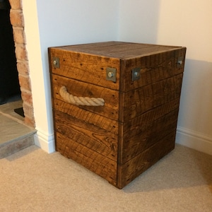 Side Table Bedside Table Rustic  Lamp Table Industrial Solid Wood    Display Table End Table