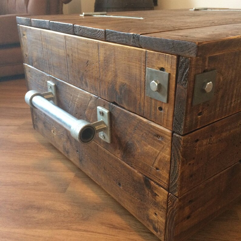 Chest Trunk Coffee Table Storage Box Part Reclaimed Wood Etsy