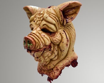 Porkchop Piggy Man Butcher Latex Full Head Pullover Wearable / Pig Mask / Halloween / Collector / Cosplay / Mascot / Scary / Horror Costume
