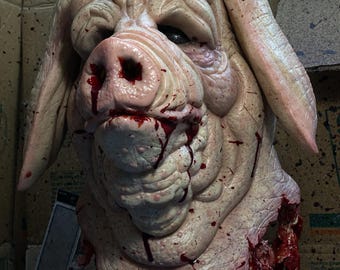 Butcher Pig Mask: Handmade Latex Full Head, Horror Costume