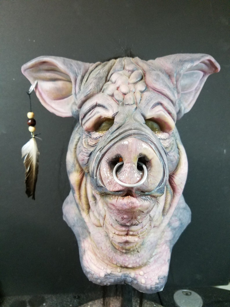 Porkchop Pig Butcher latex full pullover mask with hair & Etsy