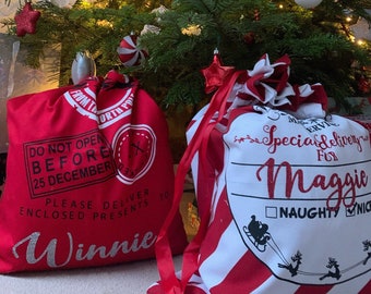 Santa sacks, Christmas stockings, personalised Christmas sacks