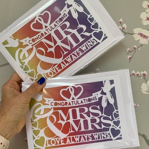 Senhor e senhor, senhora e senhora, senhor e senhora, cartão de casamento personalizado, LGBTQ, cartão de casamento do mesmo sexo, cartão de parceria civil, cartão de casamento lésbico
