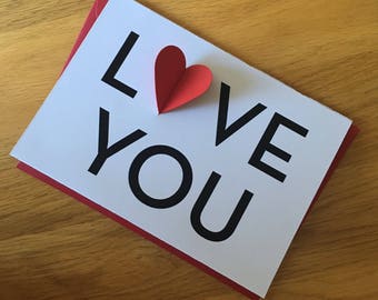 Love you greetings cards, anniversary card, valentine's card, romantic card, love card, 3d hearts card, love you