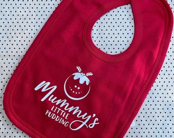 Xmas bib. Christmas bib. Baby Christmas bib. My first Christmas bib. 1st Xmas bib. Mummy's little pudding bib.