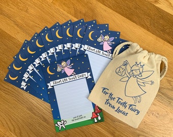 Tooth Fairy Kit, Baby teeth kit, Personalised tooth fairy kit, Tooth fairy pouch. Toddler keepsake. Tooth fairy notes. Tooth fairy keepsake