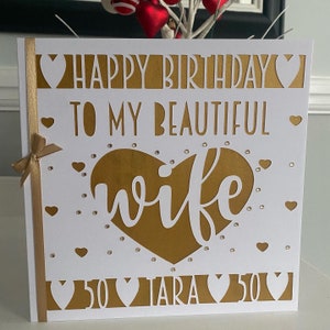 Cartão de esposa de marco. Aniversário da esposa. Cartão de marido de marco. Marido 40º. Esposa 30º. Esposa 40º. 50º, marco da esposa. Marco do marido.
