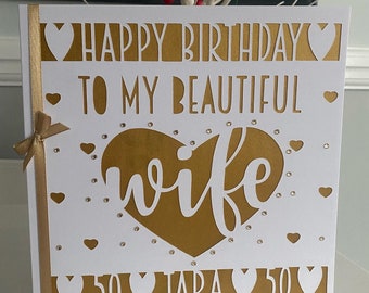 Milestone wife card. Wife birthday. Milestone husband card. Husband 40th. Wife 30th. Wife 40th. 50th, wife milestone. Husband milestone.