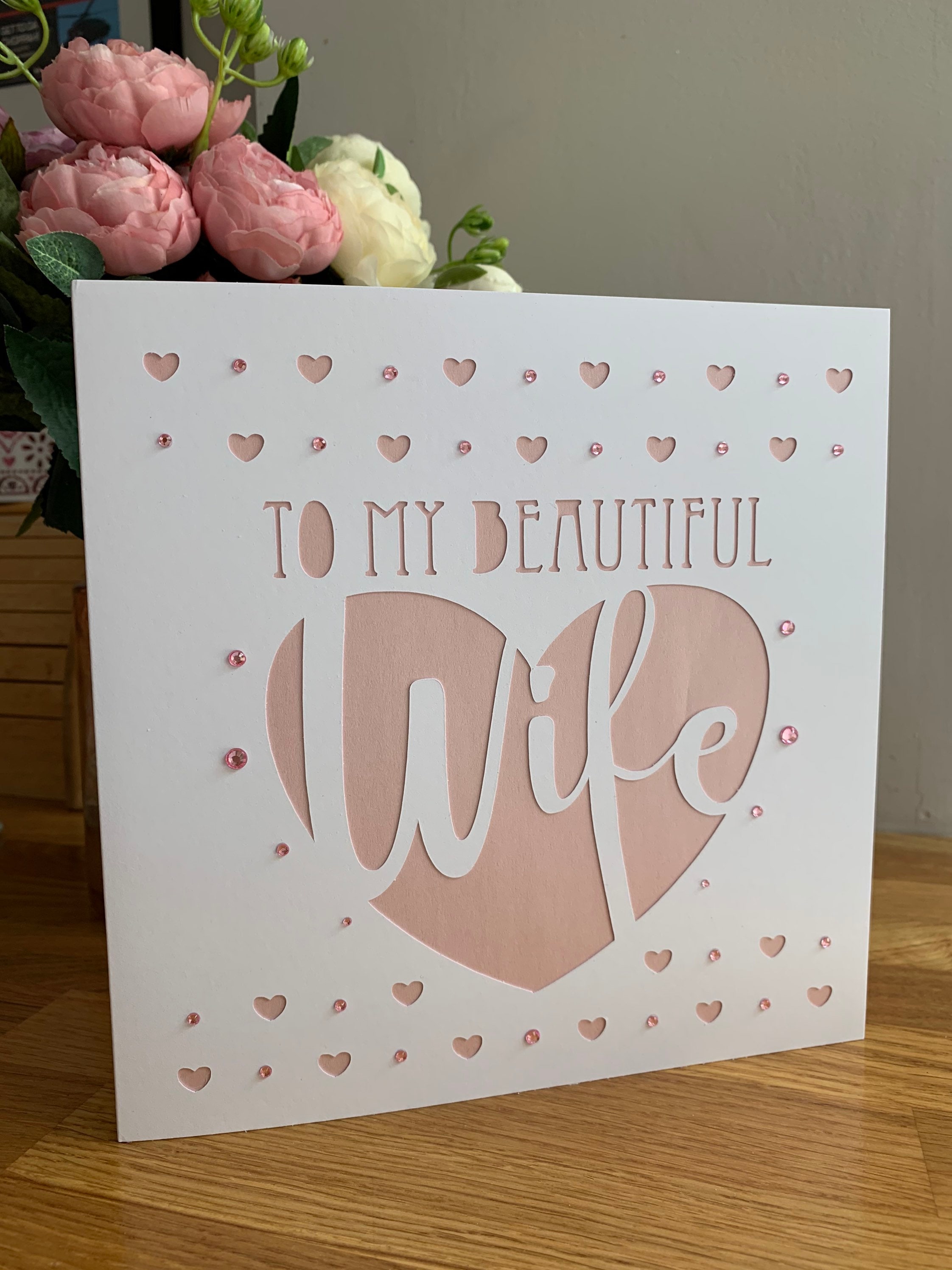 Wife birthday card papercut wife card happy birthday wife Etsy
